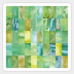 Abstract Minimal Green Watercolour Mosaic Collage. Magnet